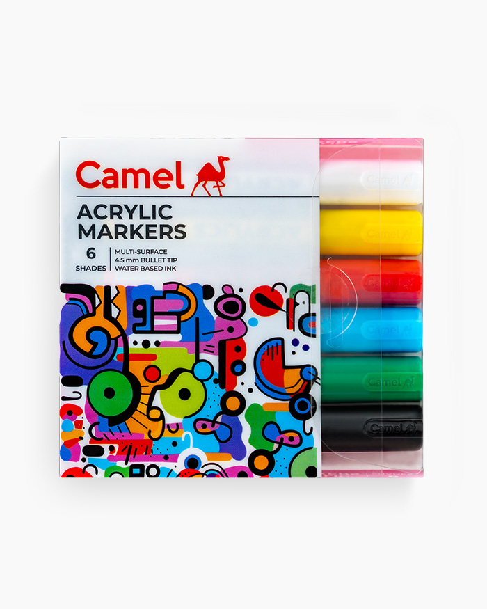 Camel Acrylic Markers - Assorted pack of 6 shades 