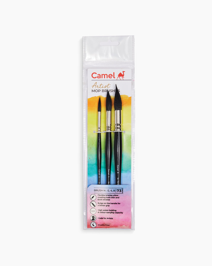 Camel Artist Mop Brushes - Assorted pack of 3 brushes