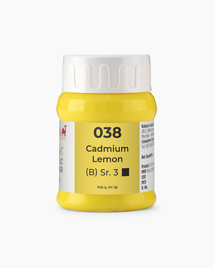 Artist Acrylic Colours Individual jar of Cadmium Lemon in 500 ml