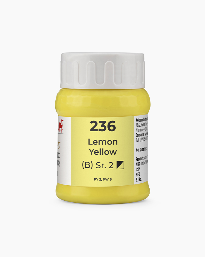 Artist Acrylic Colours Individual jar of Lemon Yellow in 500 ml