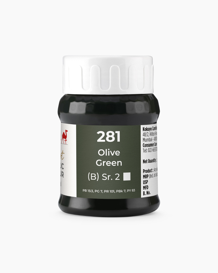 Artist Acrylic Colours Individual jar of Olive Green in 500 ml