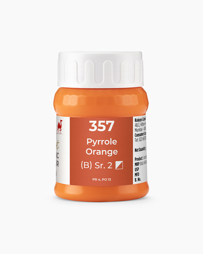 Artist Acrylic Colours Individual jar of Pyrrole Orange in 500 ml