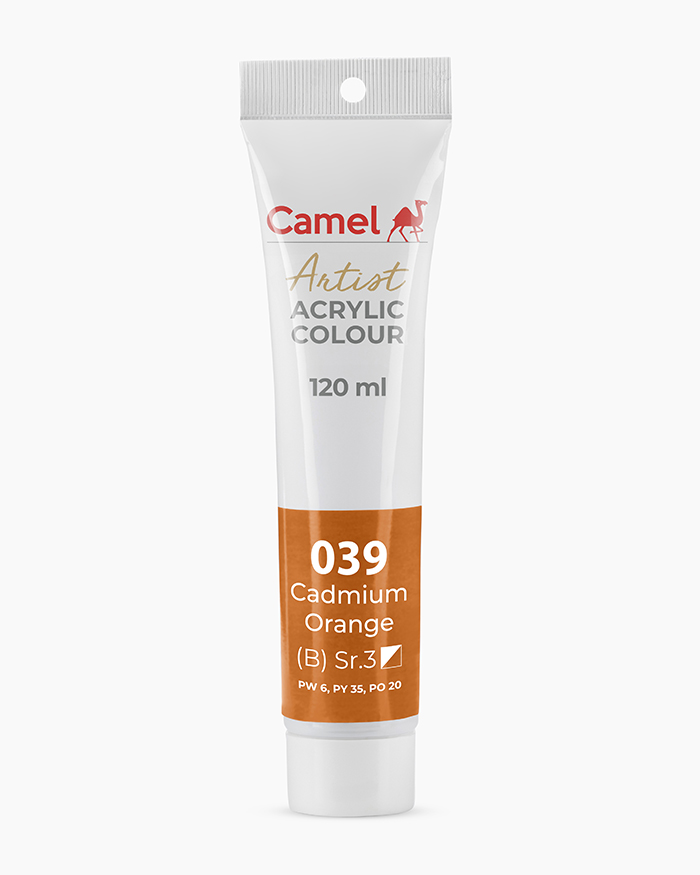 Artist Acrylic Colours Individual tube of Cadmium Orange in 120 ml
