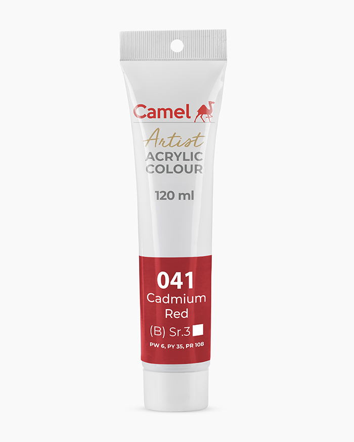 Artist Acrylic Colours Individual tube of Cadmium Red in 120 ml