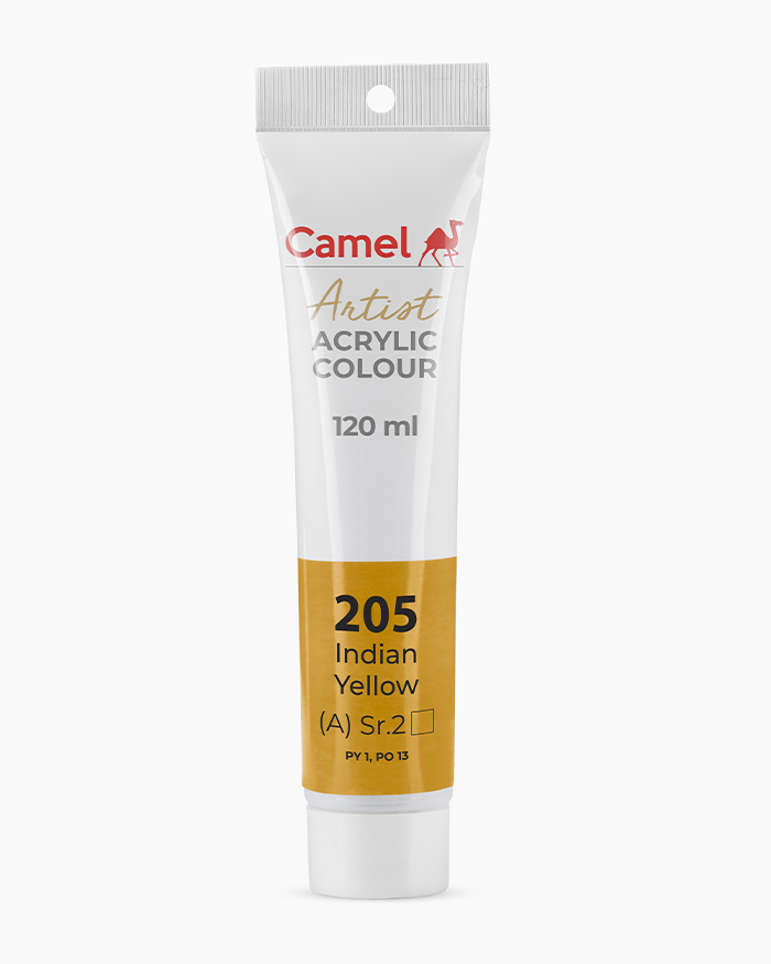 Artist Acrylic Colours Individual tube of Indian Yellow in 120 ml