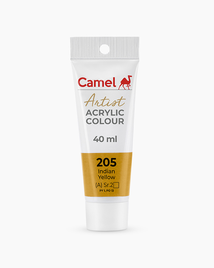 Artist Acrylic Colours Individual tube of Indian Yellow in 40 ml