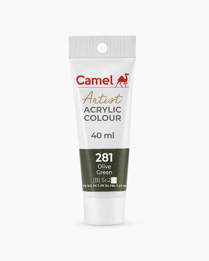 Artist Acrylic Colours Individual tube of Olive Green in 40 ml