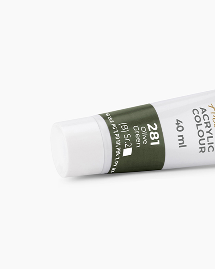 Artist Acrylic Colours Individual tube of Olive Green in 40 ml