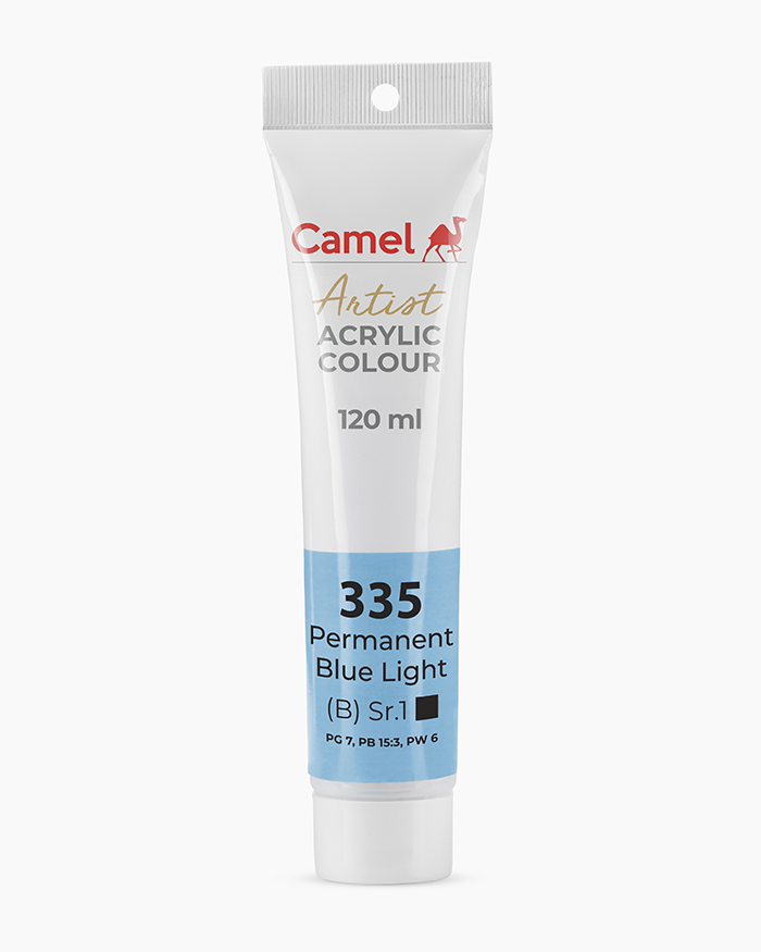 Artist Acrylic Colours Individual tube of Permanent Blue Light in 120 ml