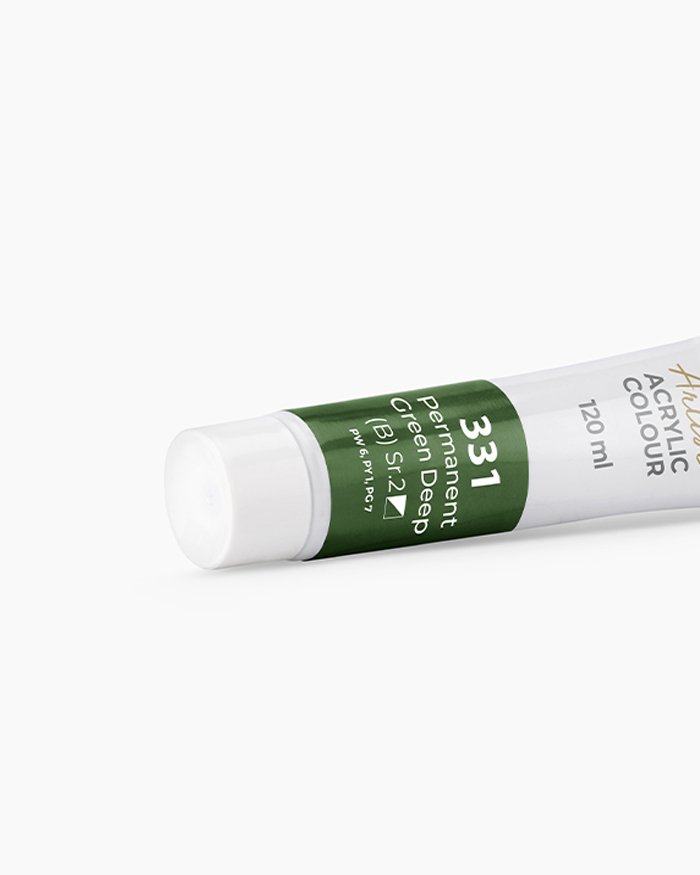 Artist Acrylic Colours Individual tube of Permanent Green Deep in 120 ml