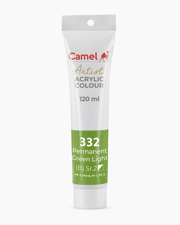 Artist Acrylic Colours Individual tube of Permanent Green Light in 120 ml