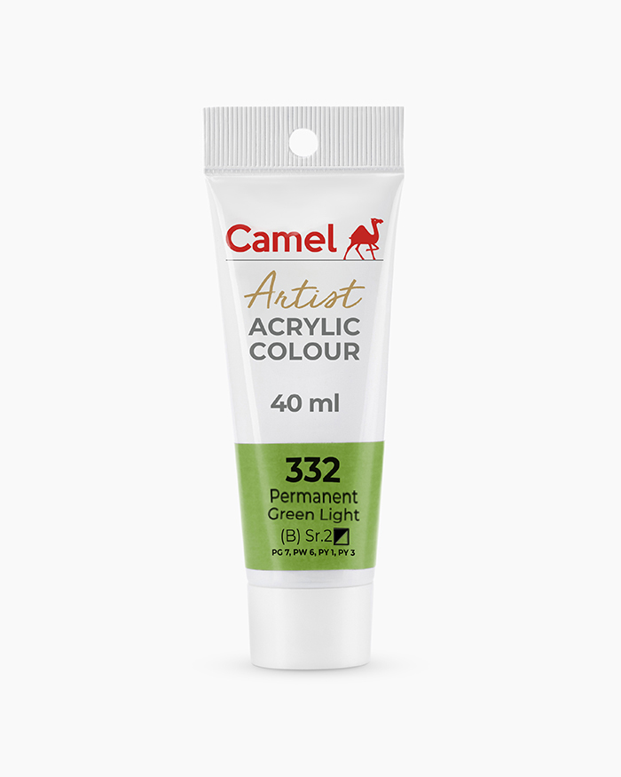Artist Acrylic Colours Individual tube of Permanent Green Light in 40 ml