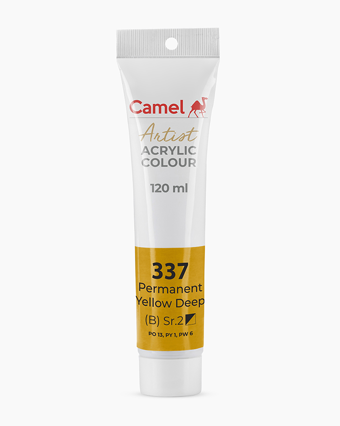 Artist Acrylic Colours Individual tube of Permanent Yellow Deep in 120 ml