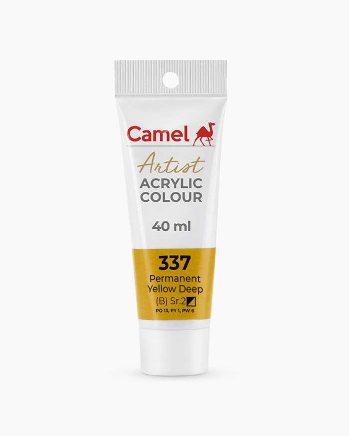 Artist Acrylic Colours Individual tube of Permanent Yellow Deep in 40 ml