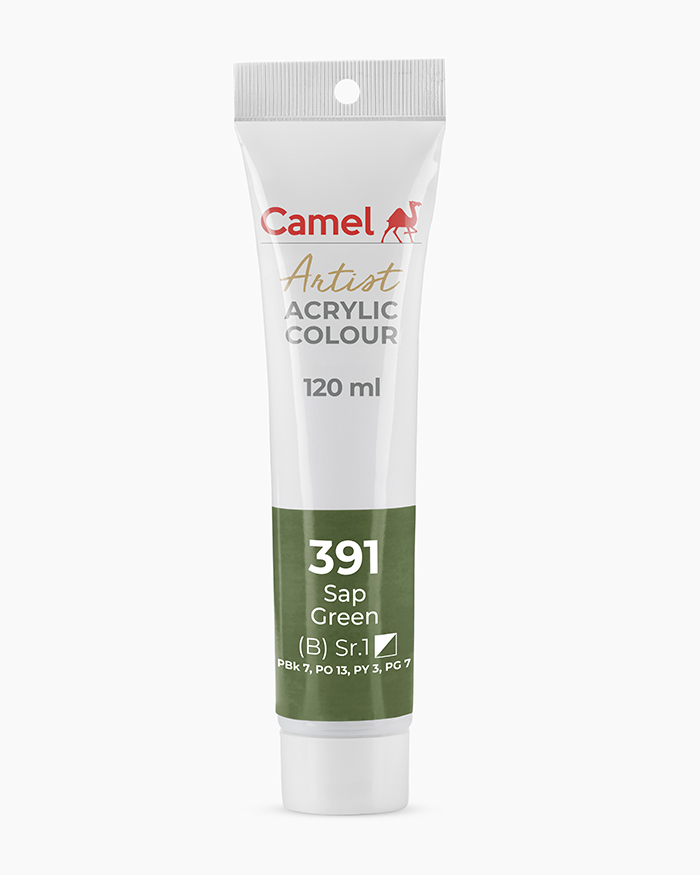 Artist Acrylic Colours Individual tube of Sap Green in 120 ml