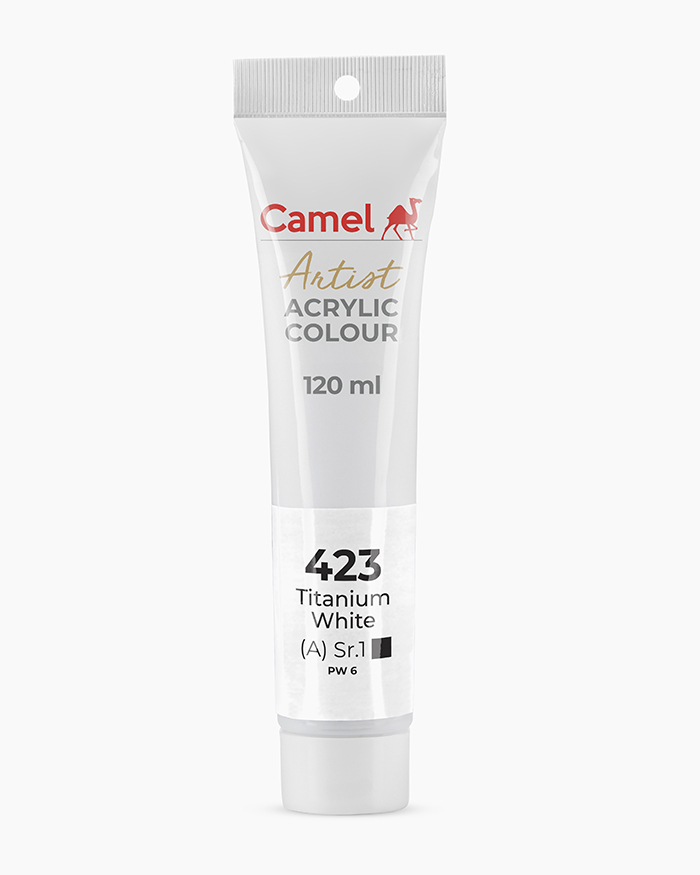 Artist Acrylic Colours Individual tube of Titanium White in 120 ml