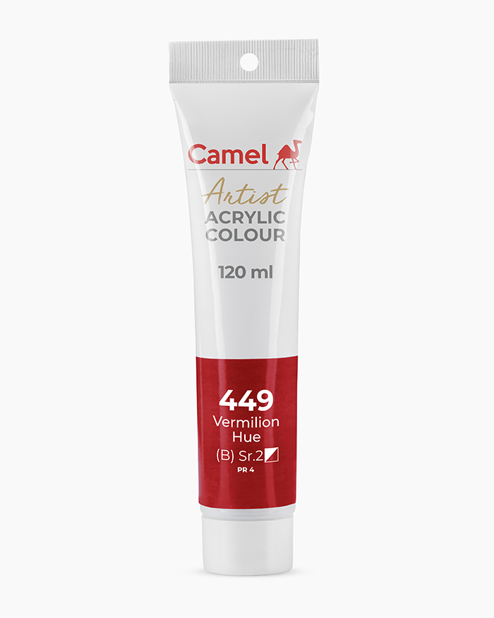Artist Acrylic Colours Individual tube of Vermilion Hue in 120 ml