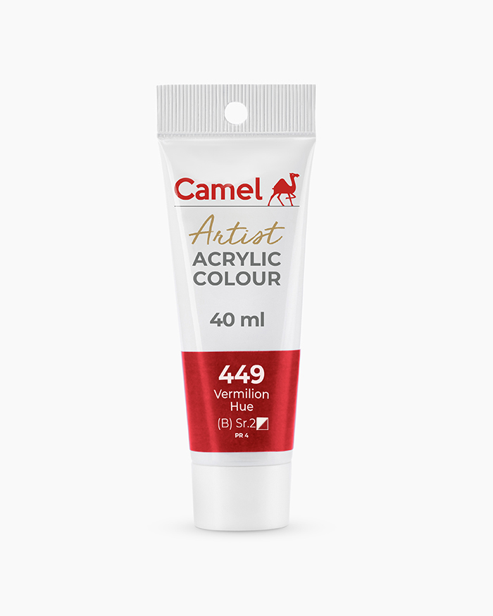 Artist Acrylic Colours Individual tube of Vermilion Hue in 40 ml
