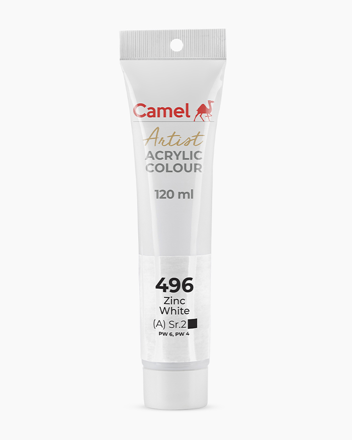 Artist Acrylic Colours Individual tube of Zinc White in 120 ml