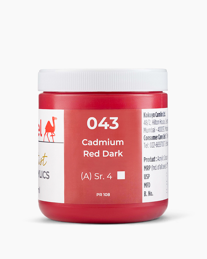 Artist HD Acrylics Individual jars of Cadmium Red Dark in 250 ml