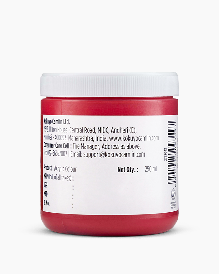 Artist HD Acrylics Individual jars of Cadmium Red Dark in 250 ml