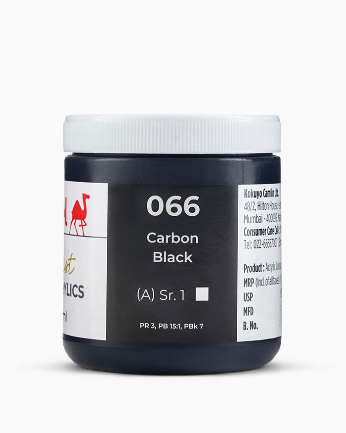 Artist HD Acrylics Individual jars of Carbon Black in 250 ml