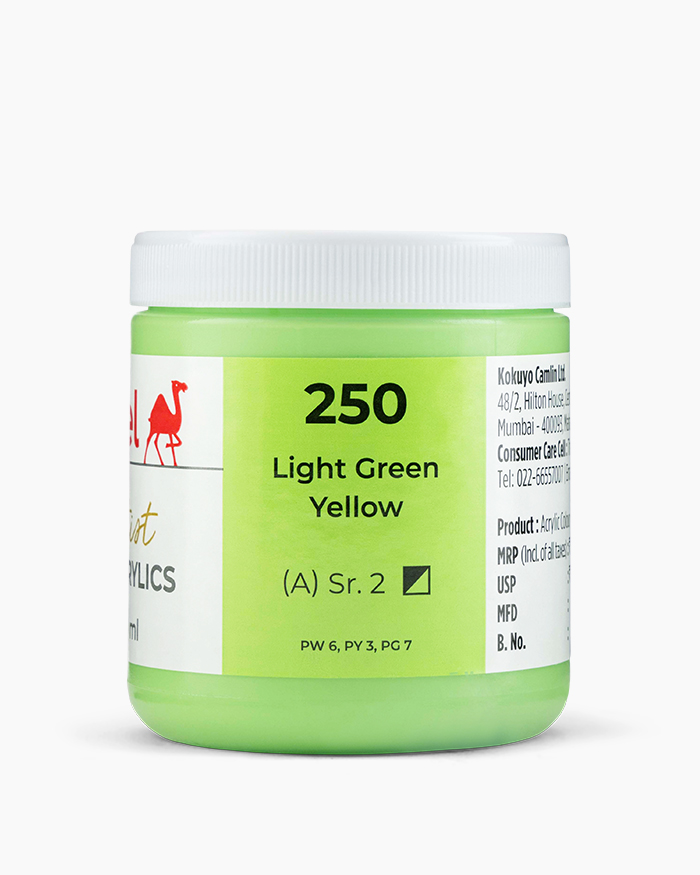 Artist HD Acrylics Individual jars of Light Green (Yellow) in 250 ml