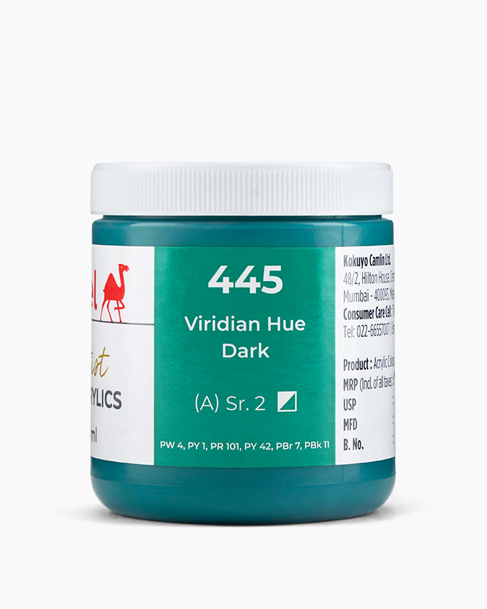 Artist HD Acrylics Individual jars of Viridian Hue Dark in 250 ml