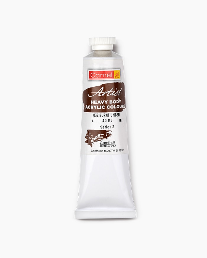 Artist Heavy Body Acrylic Colours Individual tube of Burnt Umber in 40 ml