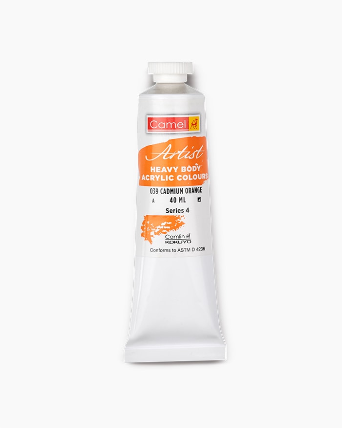Artist Heavy Body Acrylic Colours Individual tube of Cadmium Orange in 40 ml