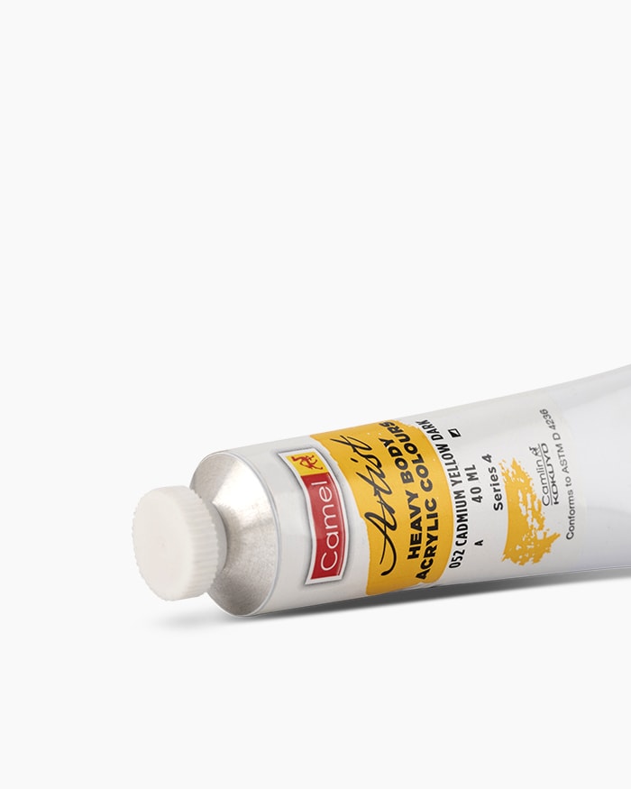 Artist Heavy Body Acrylic Colours Individual tube of Cadmium Yellow Dark in 40 ml