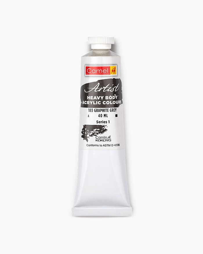 Artist Heavy Body Acrylic Colours Individual tube of Graphite Grey in 40 ml