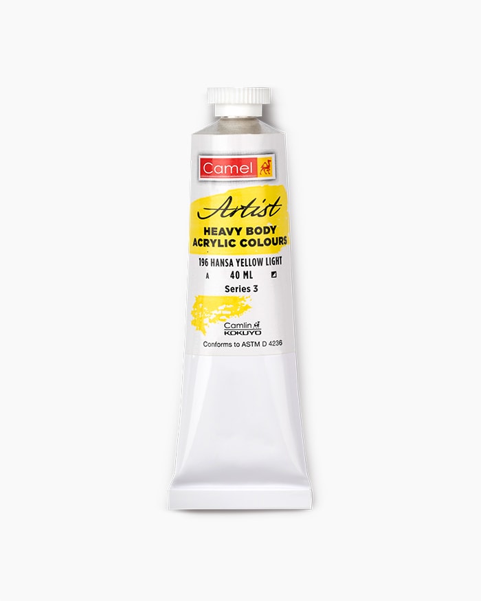 Artist Heavy Body Acrylic Colours Individual tube of Hansa Yellow Light in 40 ml