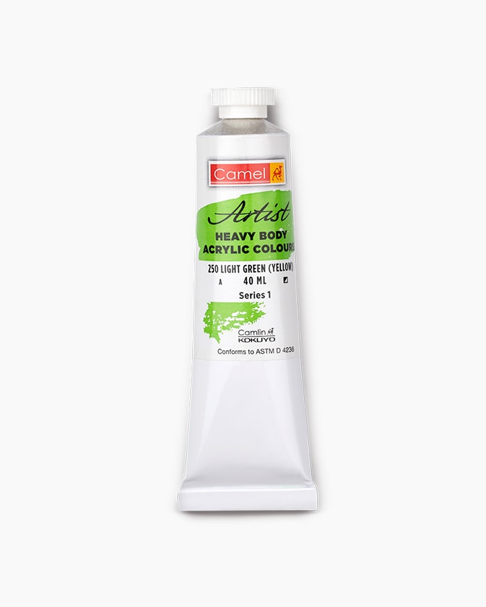 Artist Heavy Body Acrylic Colours Individual tube of Light Green (Yellow) in 40 ml