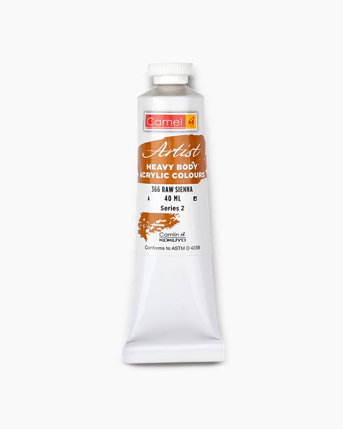 Artist Heavy Body Acrylic Colours Individual tube of Raw Sienna in 40 ml