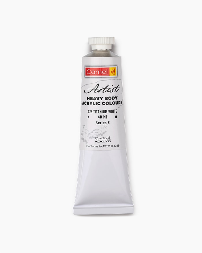 Artist Heavy Body Acrylic Colours Individual tube of Titanium White in 40 ml