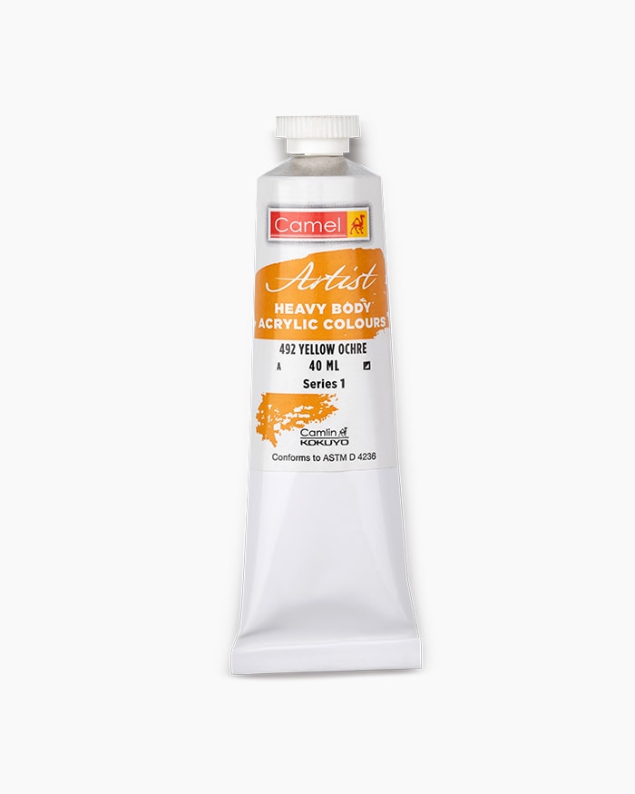 Artist Heavy Body Acrylic Colours Individual tube of Yellow Ochre in 40 ml