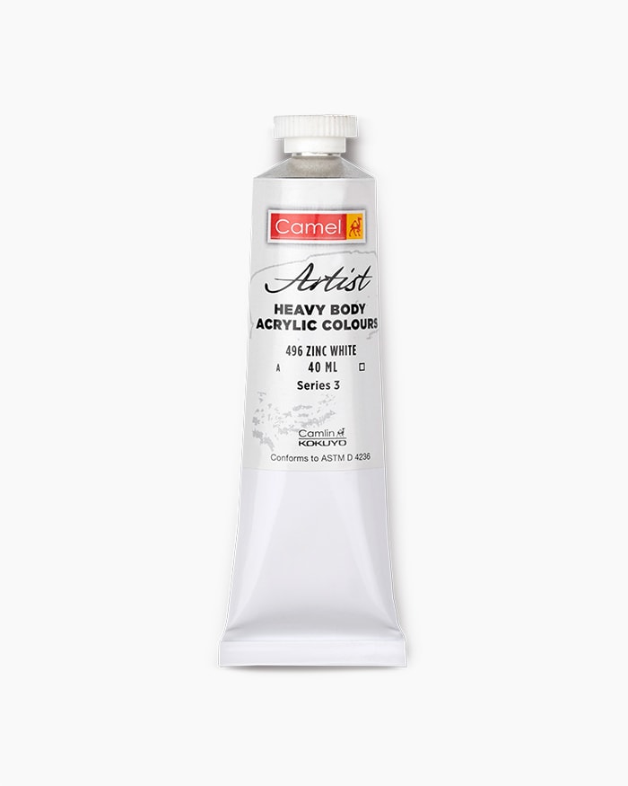 Artist Heavy Body Acrylic Colours Individual tube of Zinc White in 40 ml
