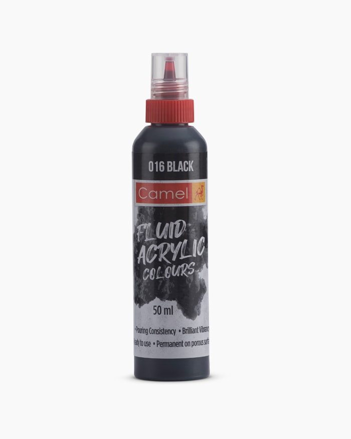 Fluid Acrylic Colours Individual bottle of Black in 50 ml