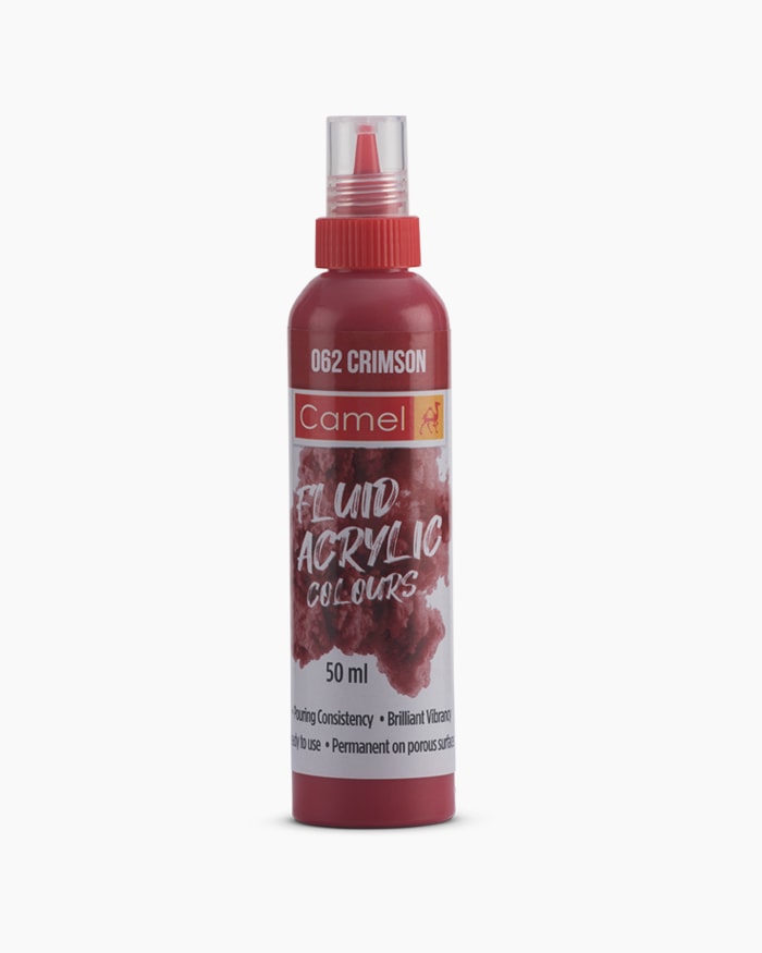 Fluid Acrylic Colours Individual bottle of Crimson in 50 ml