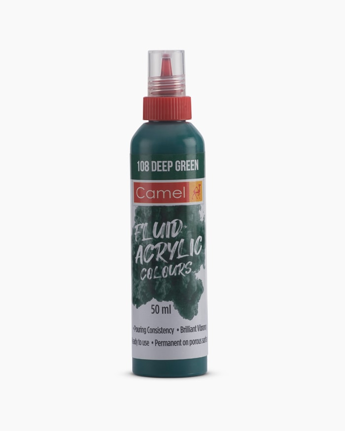 Fluid Acrylic Colours Individual bottle of Deep Green in 50 ml
