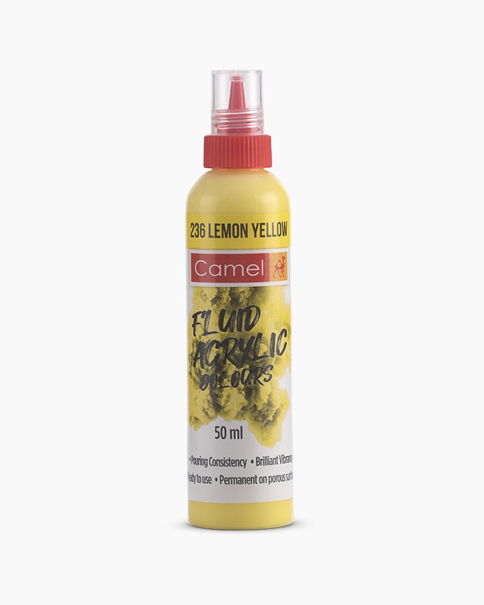 Fluid Acrylic Colours Individual bottle of Lemon Yellow in 50 ml