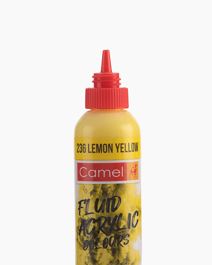 Fluid Acrylic Colours Individual bottle of Lemon Yellow in 50 ml