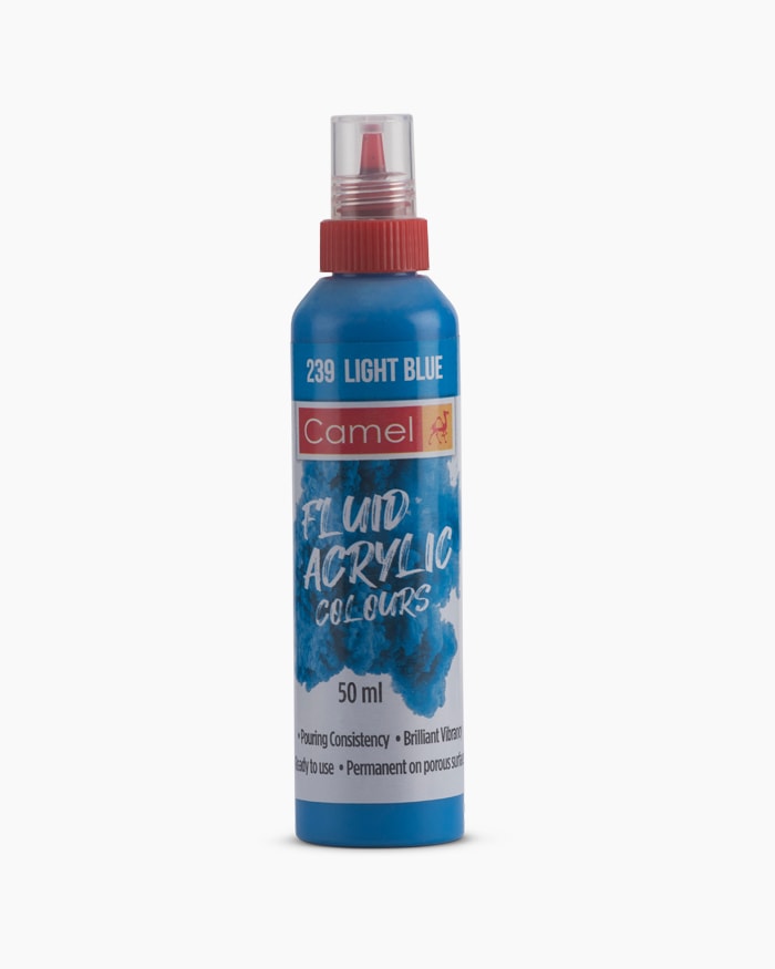 Fluid Acrylic Colours Individual bottle of Light Blue in 50 ml