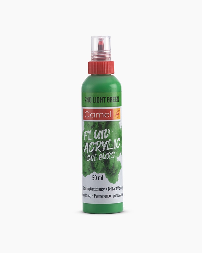Fluid Acrylic Colours Individual bottle of Light Green in 50 ml
