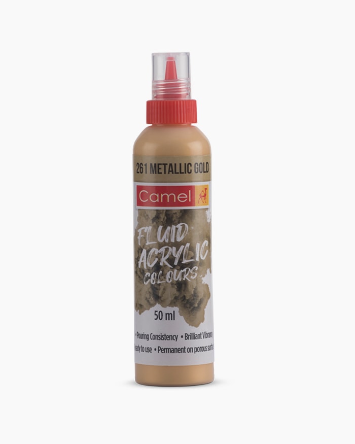 Fluid Acrylic Colours Individual bottle of Metallic Gold in 50 ml