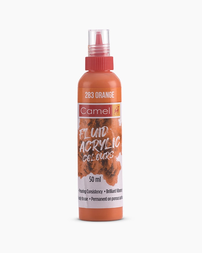 Fluid Acrylic Colours Individual bottle of Orange in 50 ml