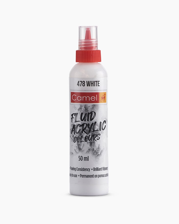 Fluid Acrylic Colours Individual bottle of White in 50 ml