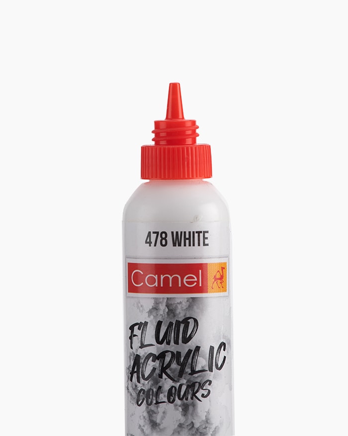 Fluid Acrylic Colours Individual bottle of White in 50 ml