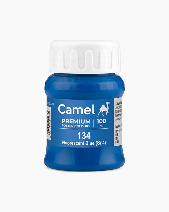 Premium Poster Colours Individual bottle of Fluorescent Blue in 100 ml